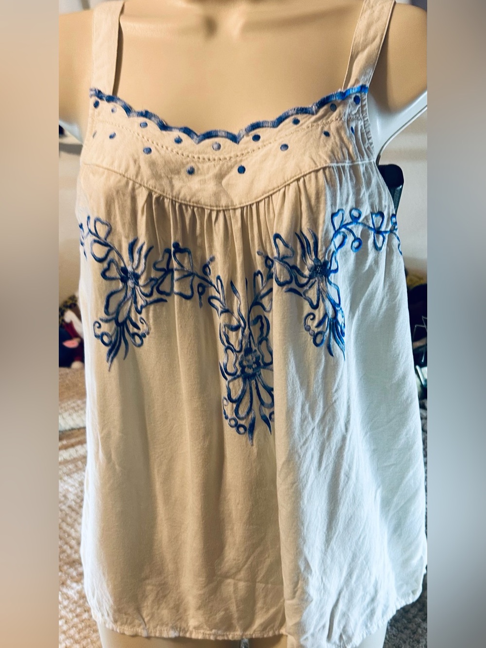 Lauren Conrad Embroidered Blur Boho Forual Cottage Rank. Size Xs